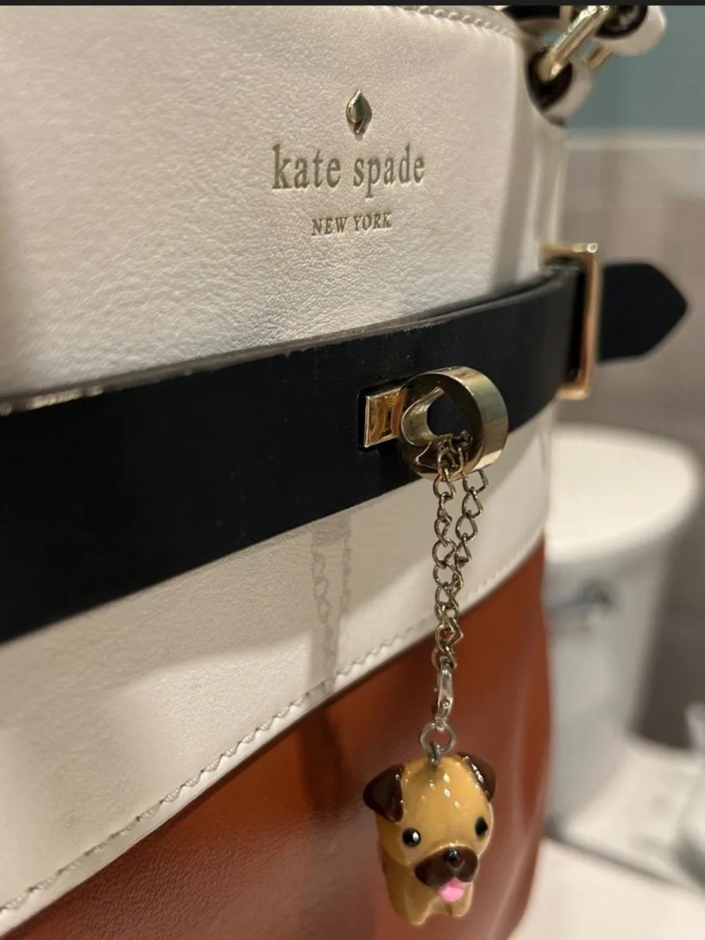 Kate Spade Bourbon Street Jennie leather satchel cognac black cream